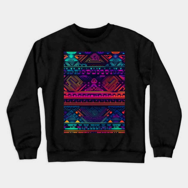 Neon Geometric Pattern Crewneck Sweatshirt by Manafold